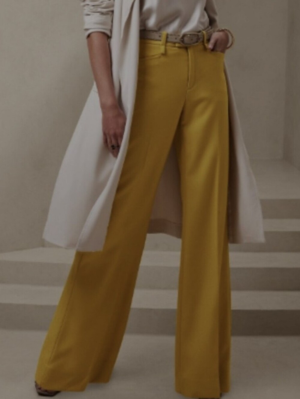 Banana Republic EUC RIBBED WOOL HI WAIST WIDE LEG DRESS TROUSERS SZ 14